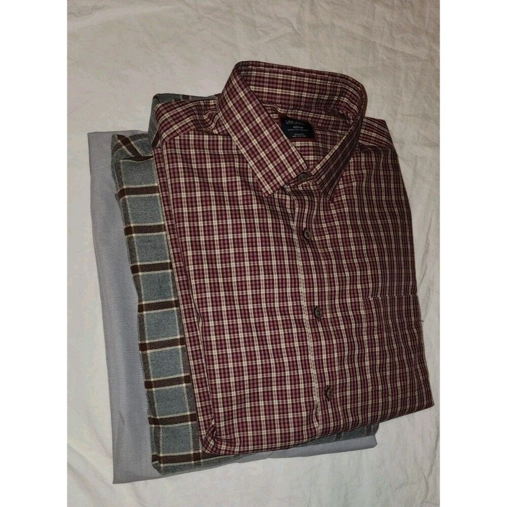 Untuckit Blue/White Striped Plaid Button Down Long Sleeve Shirt Men’s Sz M Lot 3